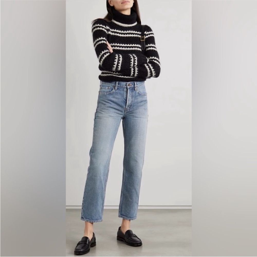 Saint Laurent cropped straight leg high waist jeans, size 25